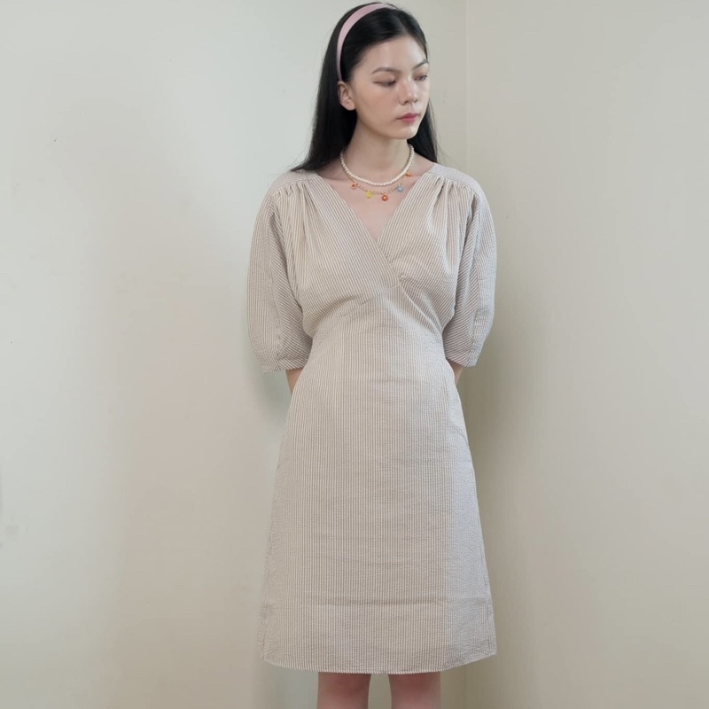 TheBlueTshirt GATHERED SHOULDER WITH BACK TIE DRESS