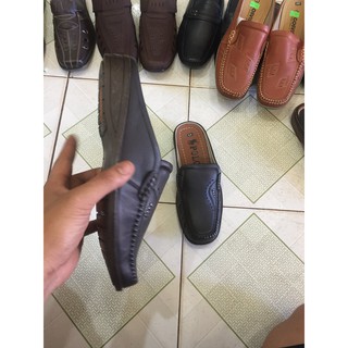 dép bít  đầu da bò may đế
