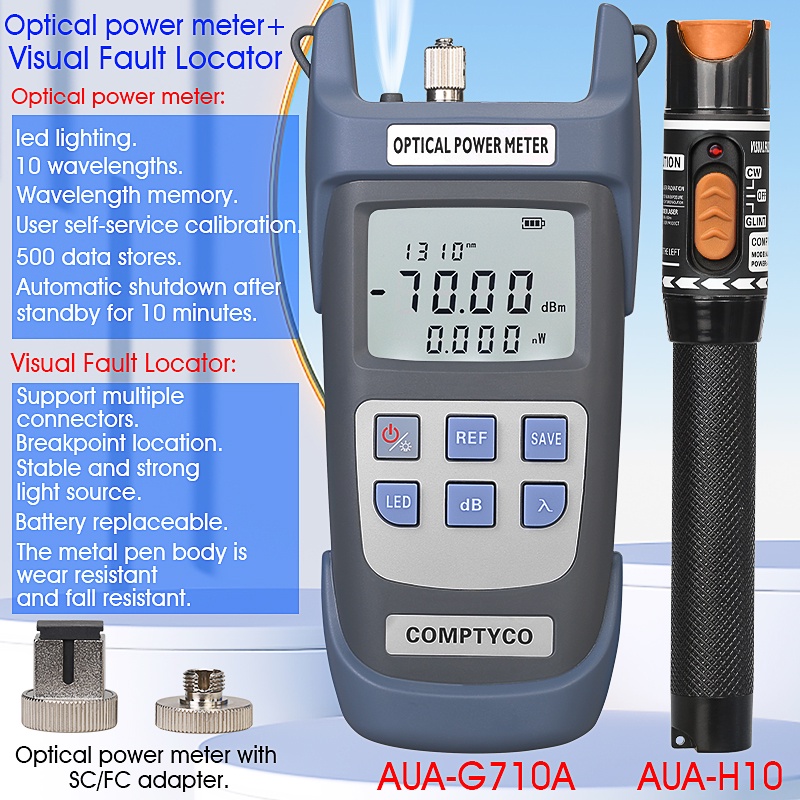 Máy đo công suất sợi quang -70 ~ 10dBm / - 50 Bộ định vị lỗi tầm nhìn 26dBm Kết hợp bút thử máy đo sợi quang 10km