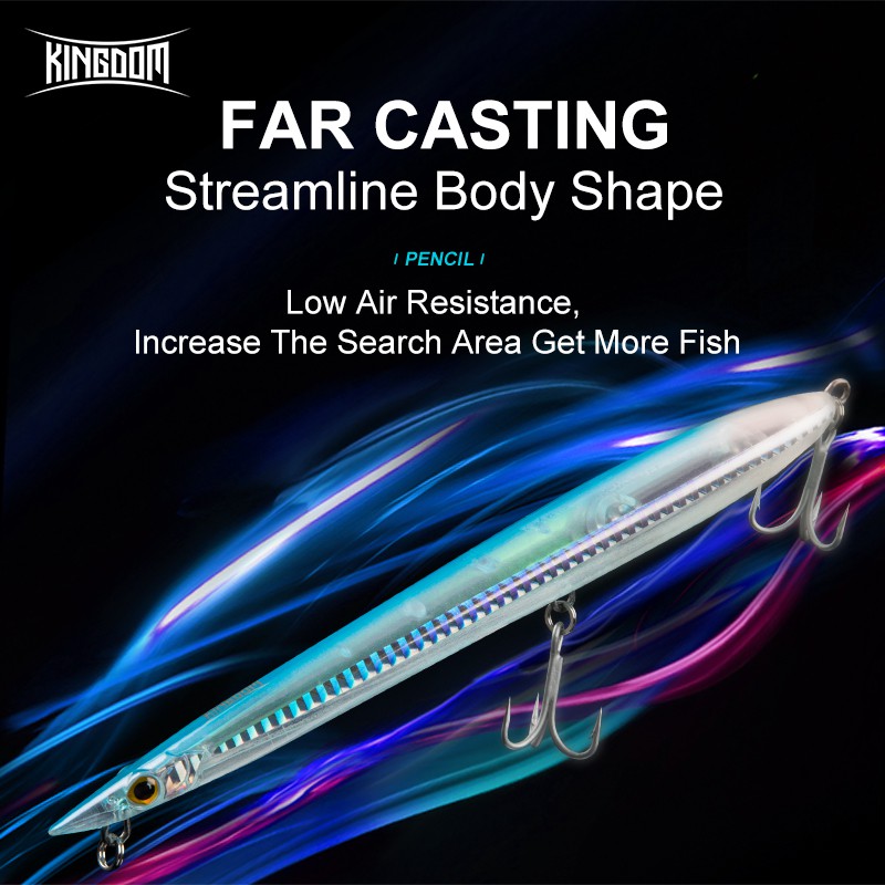 Mồi Câu Cá Giả Kingdom 7506 Hình Dạng Cá Chình Cát Móc VMC 9626 Thiết Kế Ồn 155mm/20g 24g 180mm/31g 40g