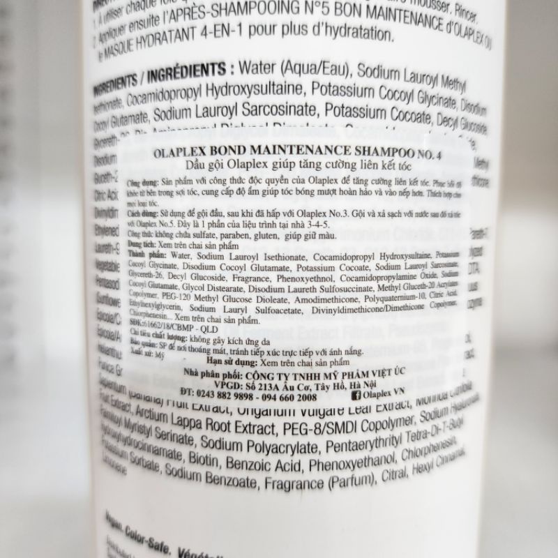DẦU GỘI XẢ TĂNG CƯỜNG LIÊN KẾT TÓC OLAPLEX 4 - 5 1000ML
