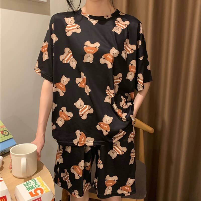 Bồ Bộ Nữ Cộc Tay Bộ Mặc Ở Nhà Dễ Thương Cute Thun Sữa Mềm Mại Thoải Mái
