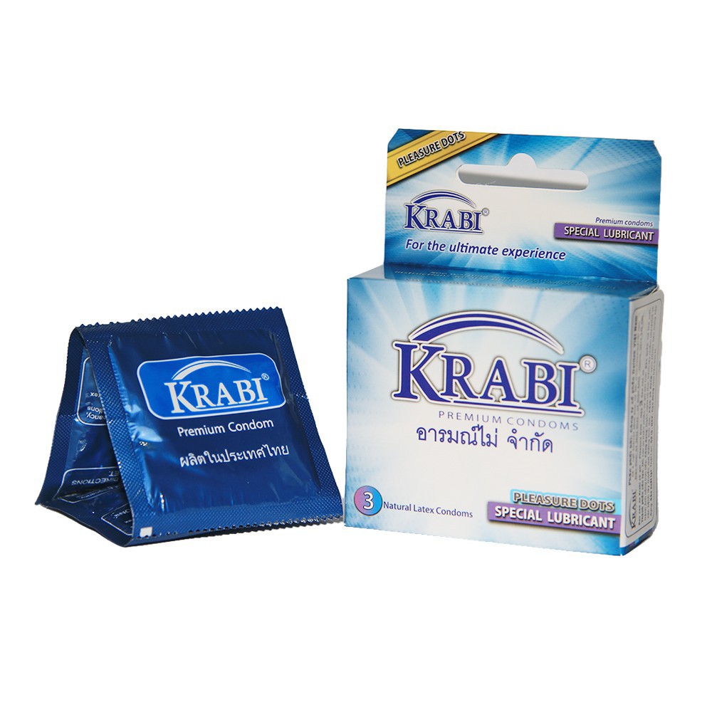 [CHE TÊN SP] [TRƠN HƠN - NHIỀU GAI HƠN] Bao cao su Krabi có gai | Pleasure Dots Krabi Premium Condoms