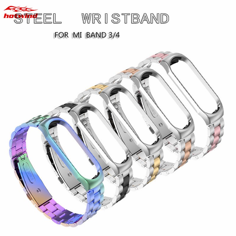 HW 10 Colors Xiaomi Mi Band 3/4 Stainless Steel Bracelet Wrist Strap Metal Mi Band 3/4 Strap