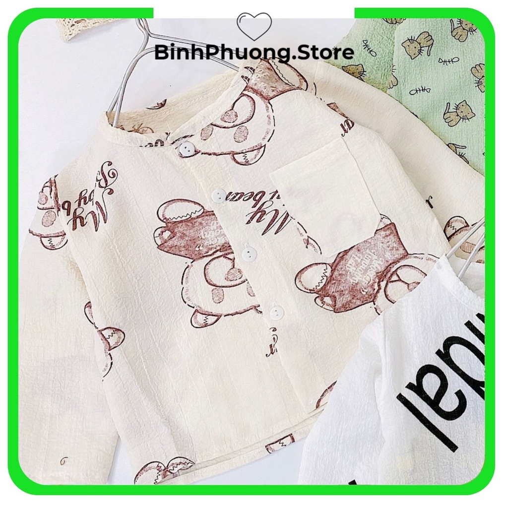 Pijama Cho Bé Trai Gái, Bộ Pijama Pizama Cho Bé Trai Gái Đũi Nhăn Nhiều Họa Tiết Minky Mom Binhphuong.store