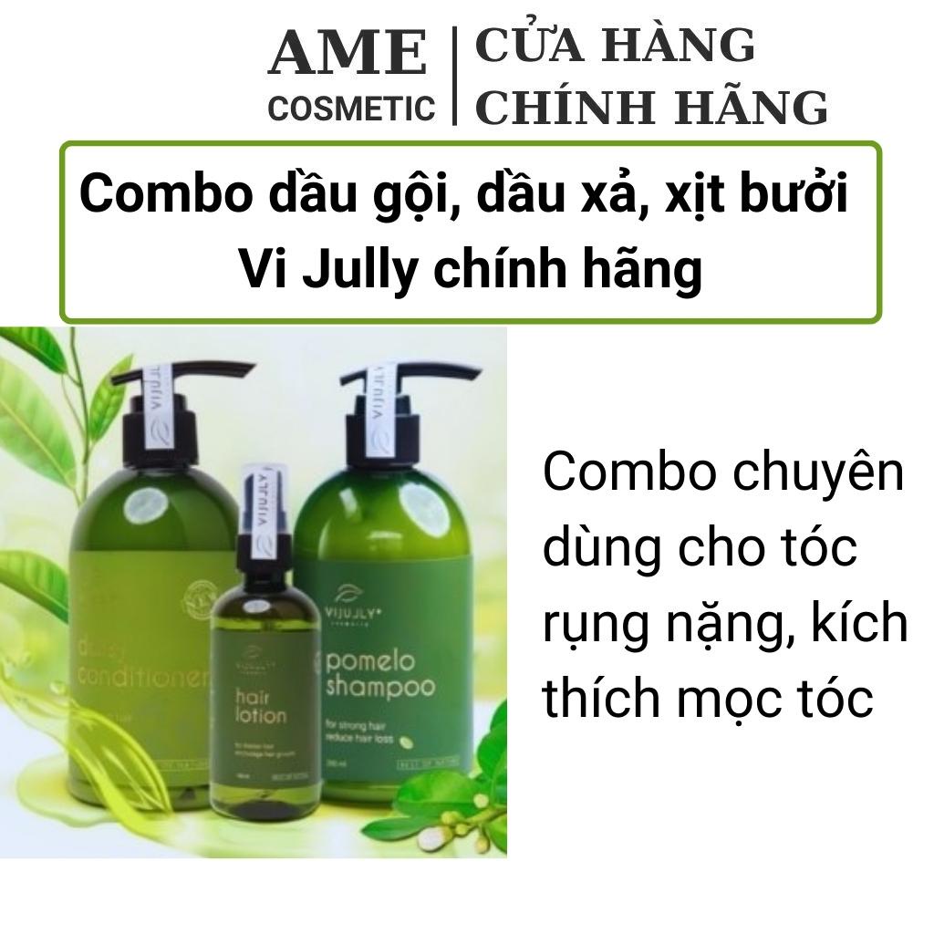 Dầu gội dầu xả xịt bưởi combo VIJULLY chính hãng ngăn rụng tóc, chống rụng tóc, kích mọc tóc dưỡng tóc AME