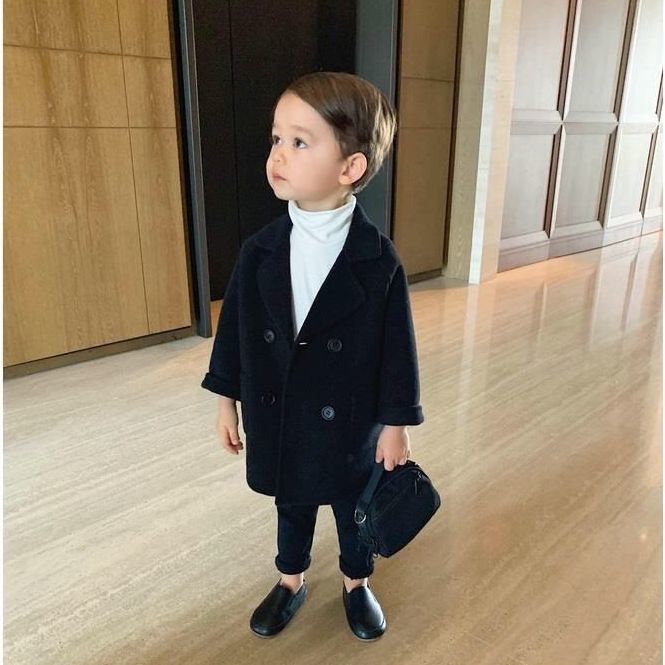 Áo Khoác Len Dáng Dài Thời Trang Cho Bé Trai