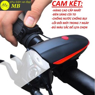 Đèn xe đạp có còi sạc usb chống nước, đèn xe đạp thể thao nhiều màu sắc 7588