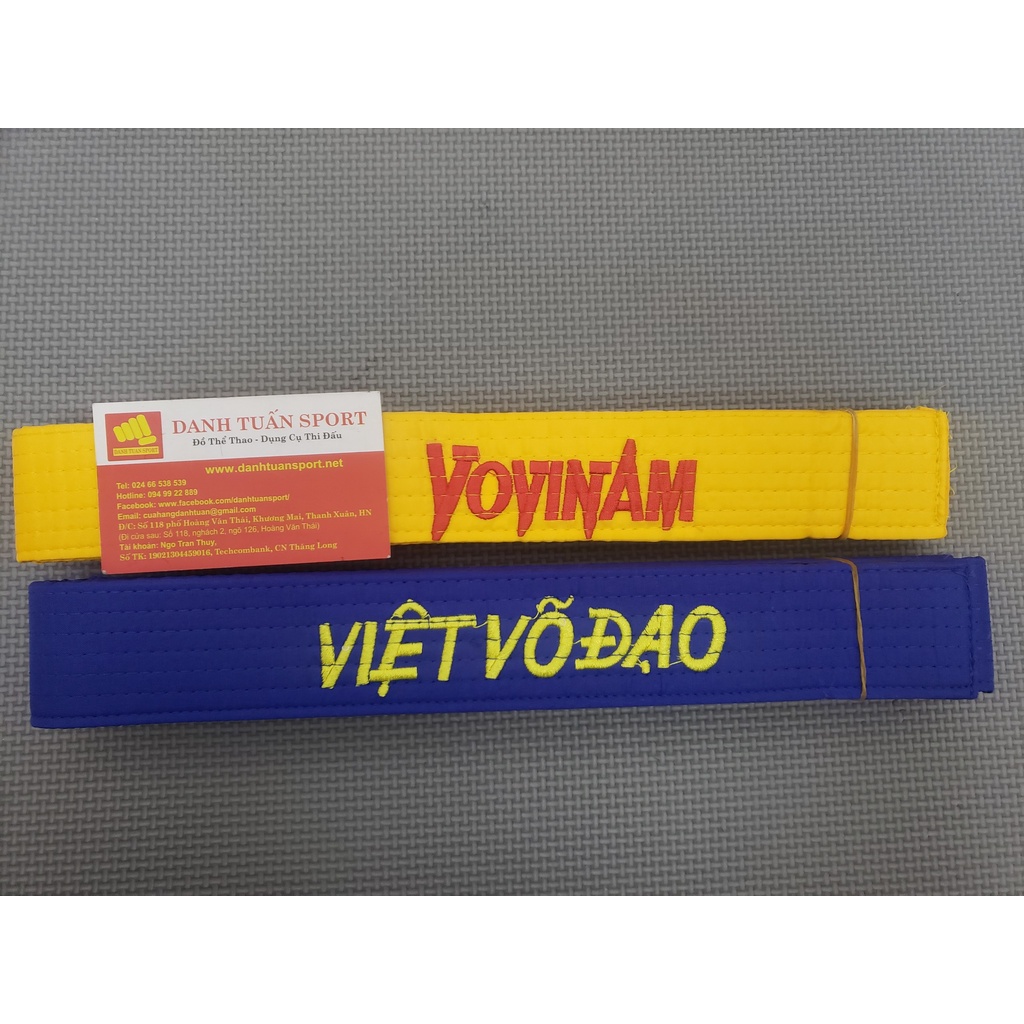 Đai Môn Phái Vovinam, Việt Võ Đạo, Dây Đai Võ Thuật, Thêu Chữ Đẹp, Loại Tốt, Dày, Dài, Bền Đẹp