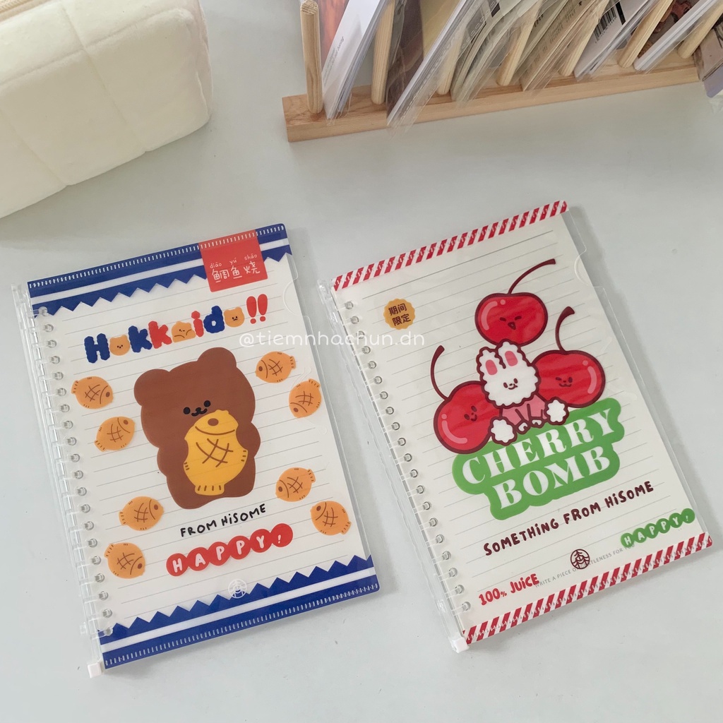 SỔ CÒNG BINDER CÒNG NHỰA SIZE A5 CUTE BEAR 80 TRANG (ảnh thật) - binder bìa dẻo - Tiệm nhà Chun