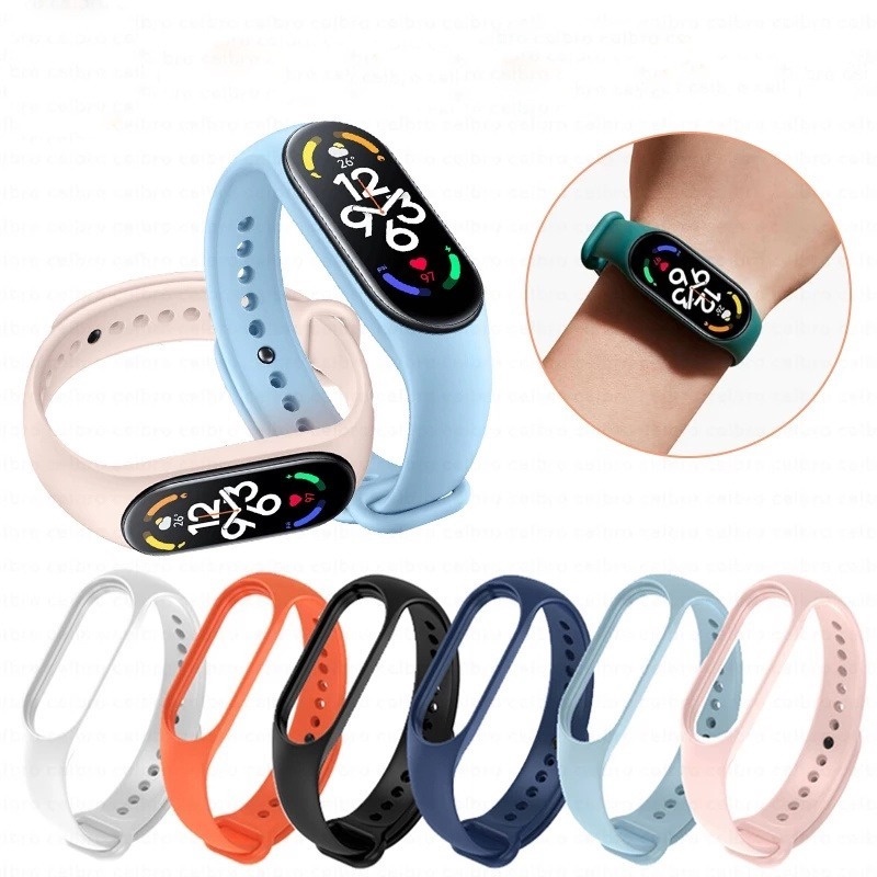 Dây Đeo Thay Thế Chất Liệu Silicon Màu Trơn Cho Xiaomi Mi Band 7