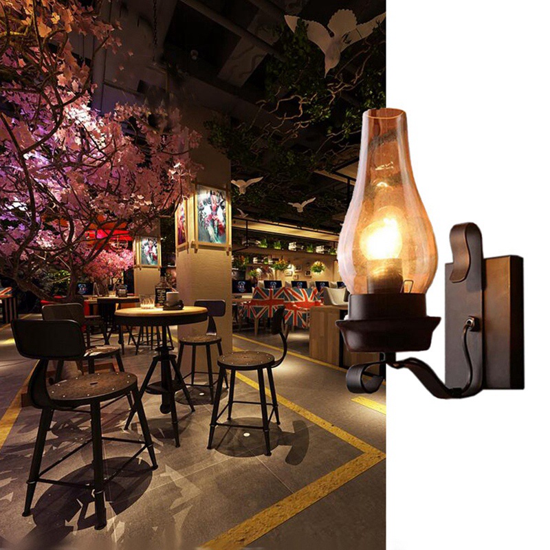 Đèn Ngủ Treo Tường Bằng Kính Kiểu Vintage Dùng Trang Trí Phòng Ngủ