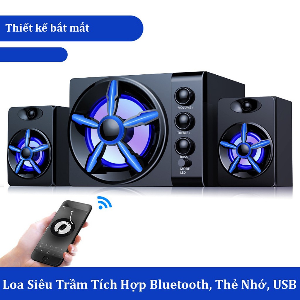 Loa Máy Tính, Loa Vi Tính, Loa Tivi SADA D-215, Hỗ Trợ Bluetooth 5.0, Đèn Led Đổi Màu Cao Cấp + Tặng Tai Nghe Bluetooth