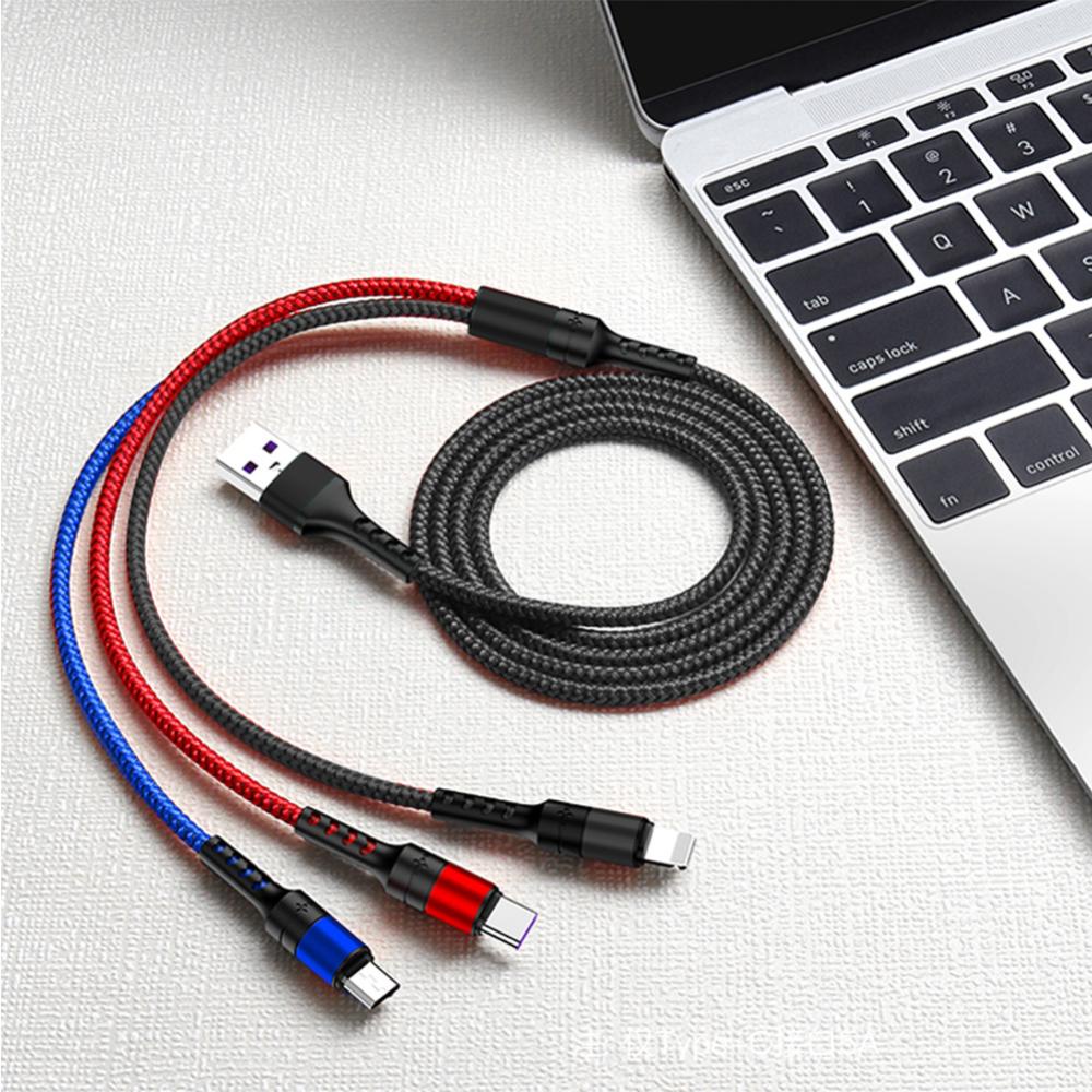 Cáp Sạc Nhanh DIGIFOUNDER 5A 3 Trong 1 Cổng Micro USB Type C A4U1