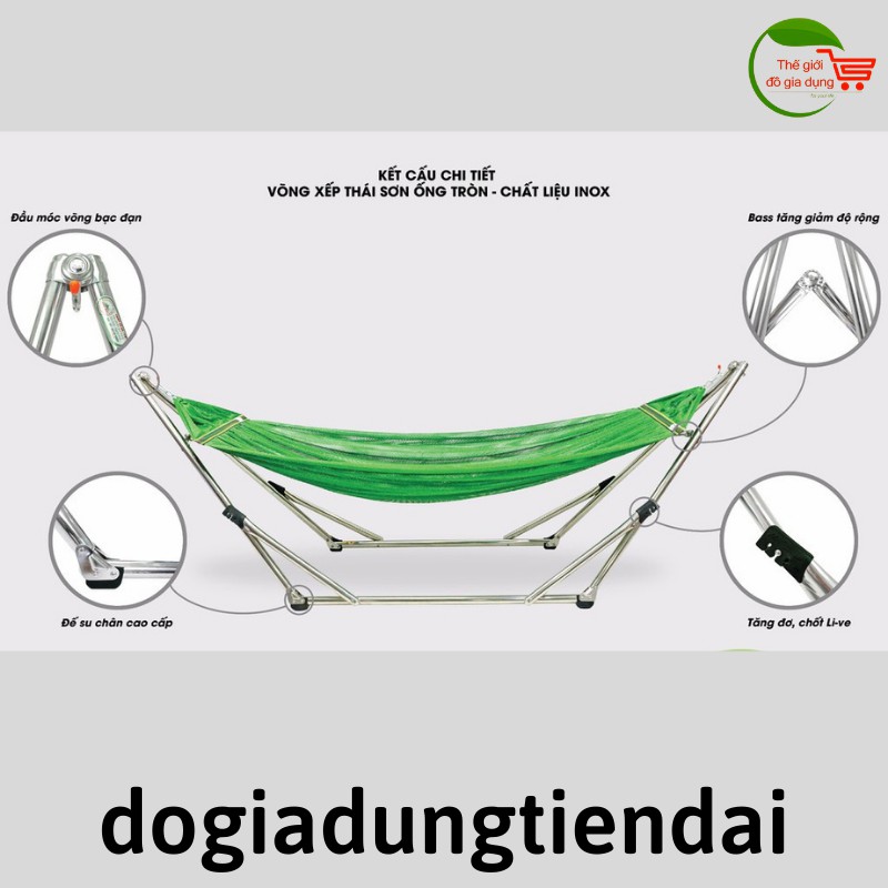 Võng xếp inox 304 khung tròn cao cấp giá rẻ cho bé | BigBuy360 - bigbuy360.vn