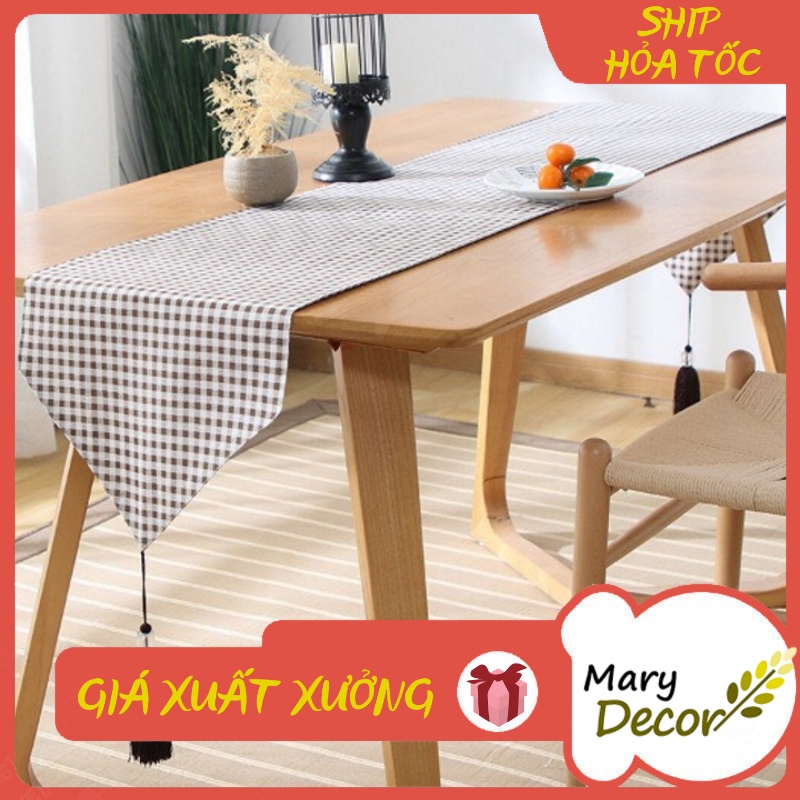 KHĂN RUNNER MARY DECOR - CARO NÂU KR-G08