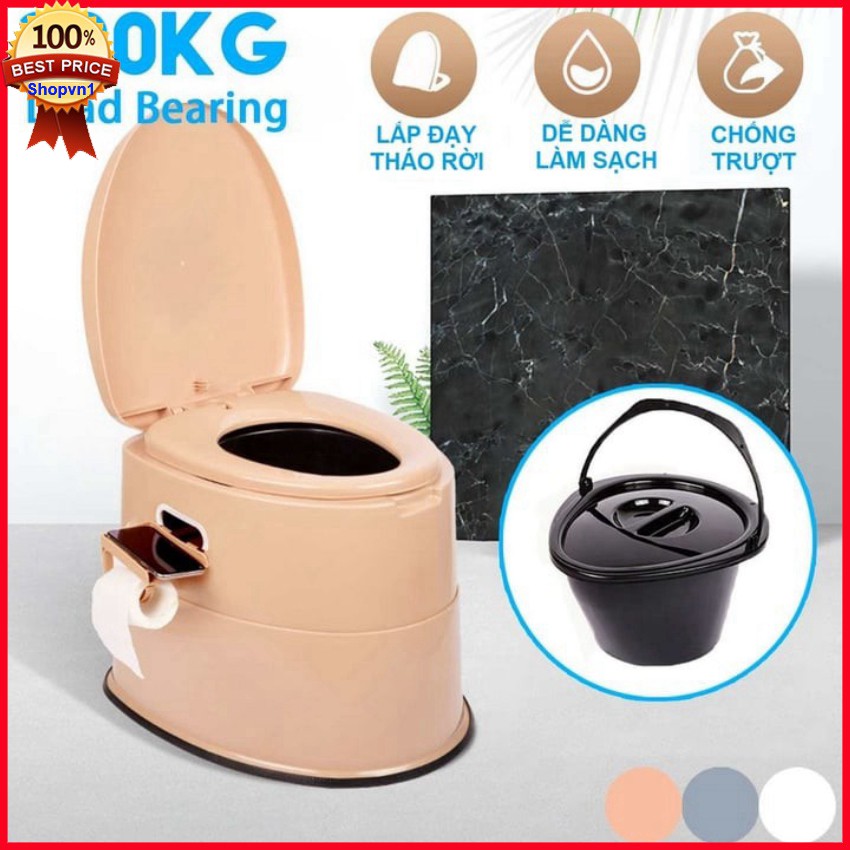 Bô Vệ Sinh Cho người cao tuổi, bà bầu mới sinh khó đi lại Toilet Di Động Nhựa Cao Cấp