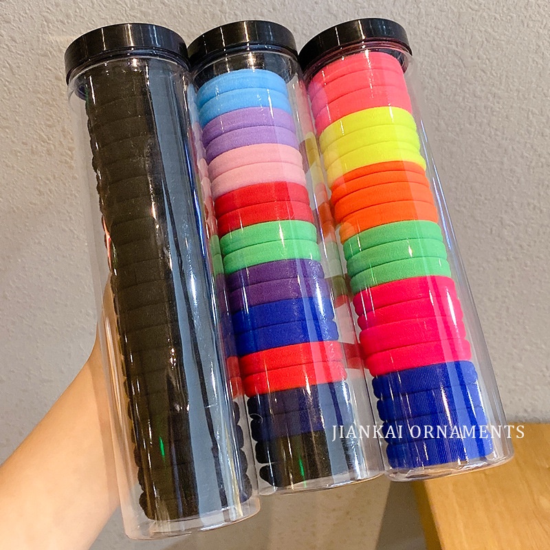 Set 24 Dây Buộc Tóc Cao Su Dày Co Giãn Phong Cách Hàn Quốc Đơn Giản