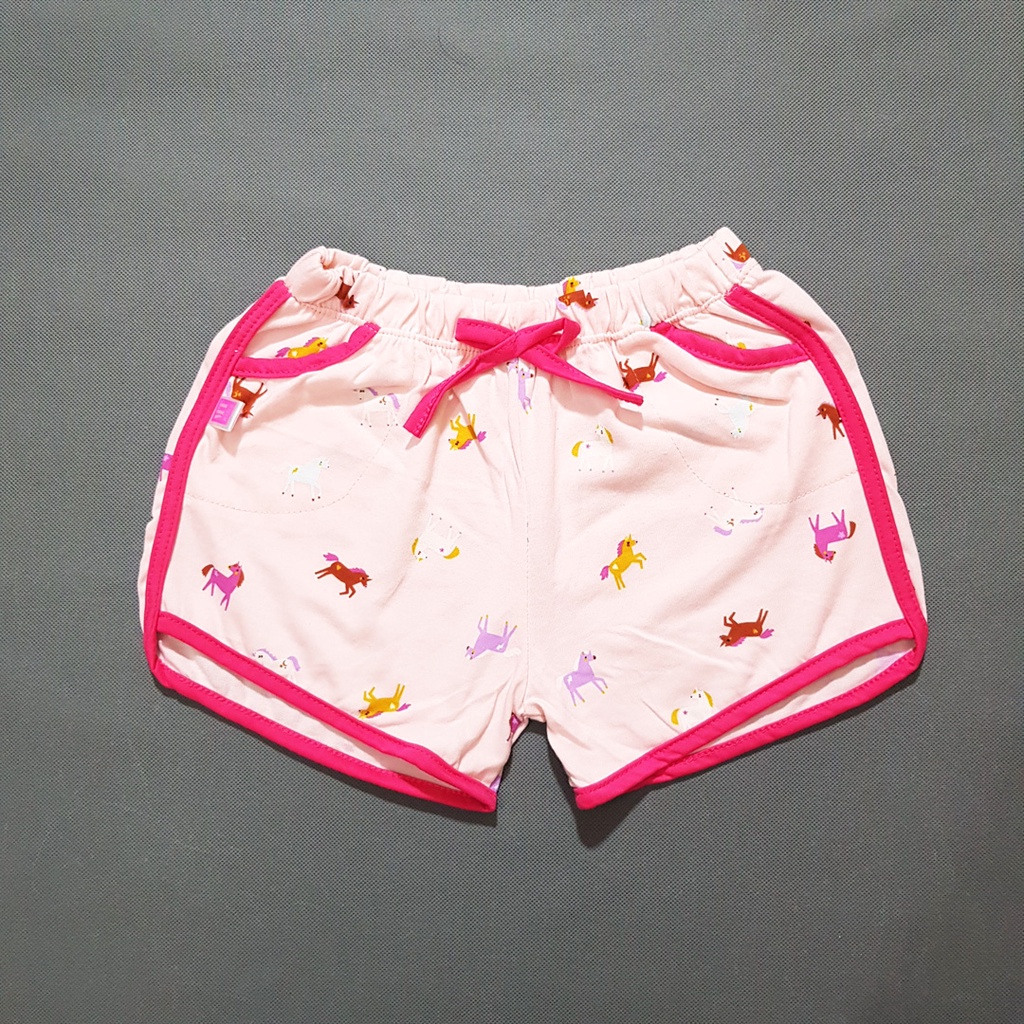 Quần short cotton bé gái in pony mát mẻ mùa hè bé 26-45kg
