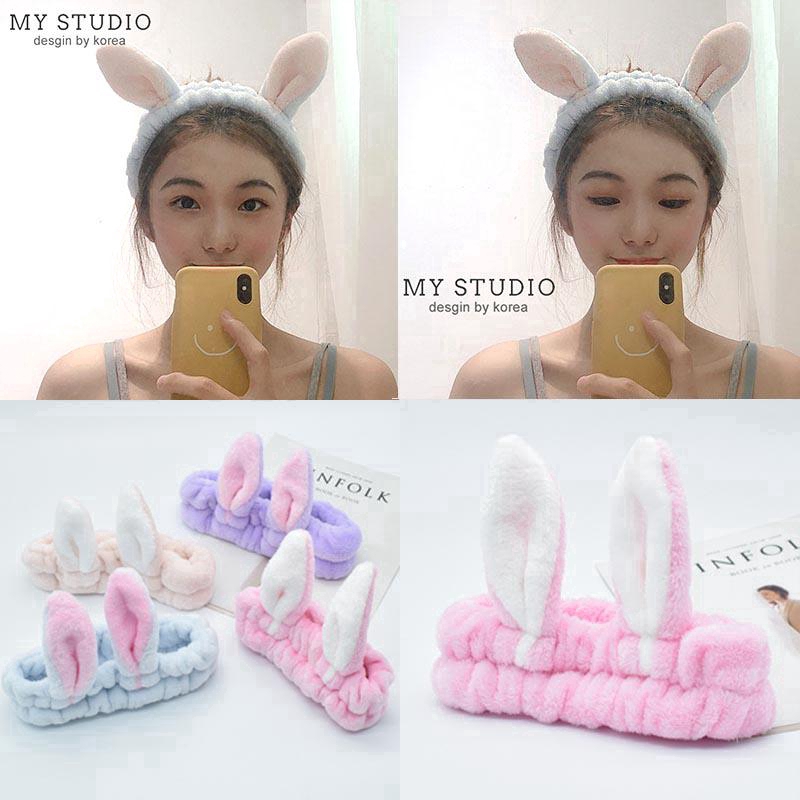 【HSU】Băng Đô Cotton Tai Thỏ Co Giãn Thời Trang Cho Nữ