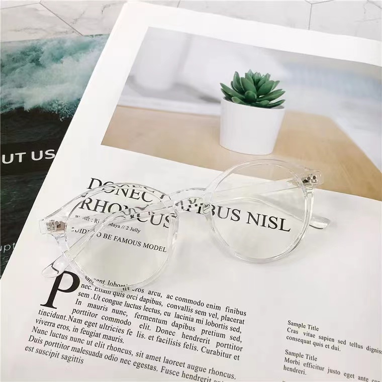 Mắt Kính Gọng Tròn Siêu Nhẹ Chống Tia Sáng Xanh Thời Trang Cho Nữ