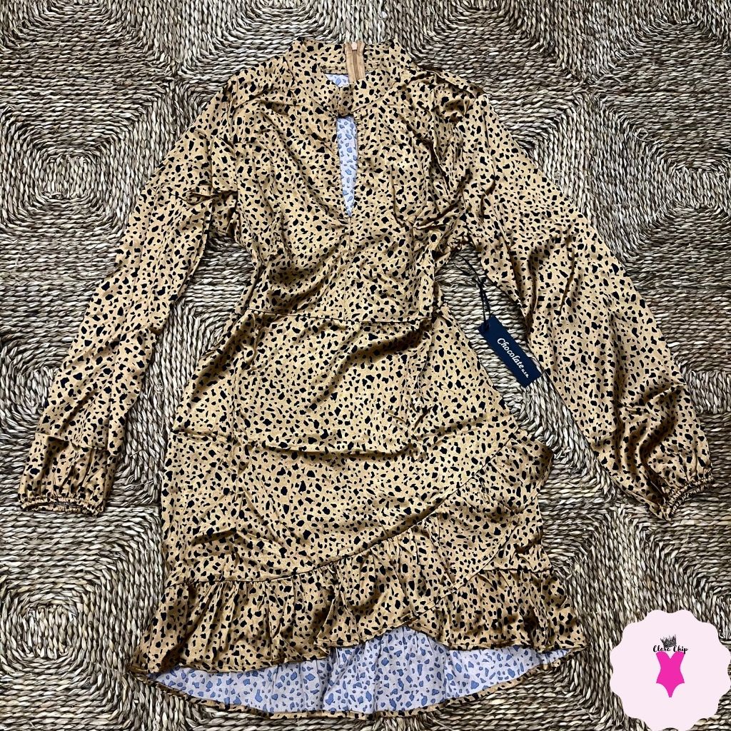 Váy lụa ôm hoạ tiết da báo Chocolate USA siêu quyến rũ trendy ClaraChip