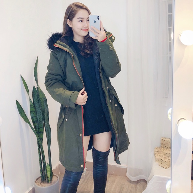 Áo khoác parka Pull and bear ( ảnh thật +clip)