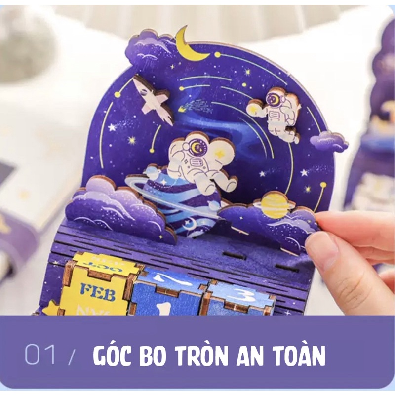 Lịch vạn niên bằng gỗ dùng để trang trí bàn làm việc bàn học