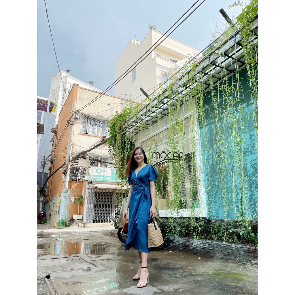 Váy lụa Satin buộc dây eo siêu xinh