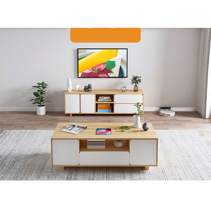 Kệ tivi gỗ hiện đại đơn giản 1m4 trang trí phòng khách đẹp - Tủ kệ TV phòng ngủ màu trắng, nâu và kem