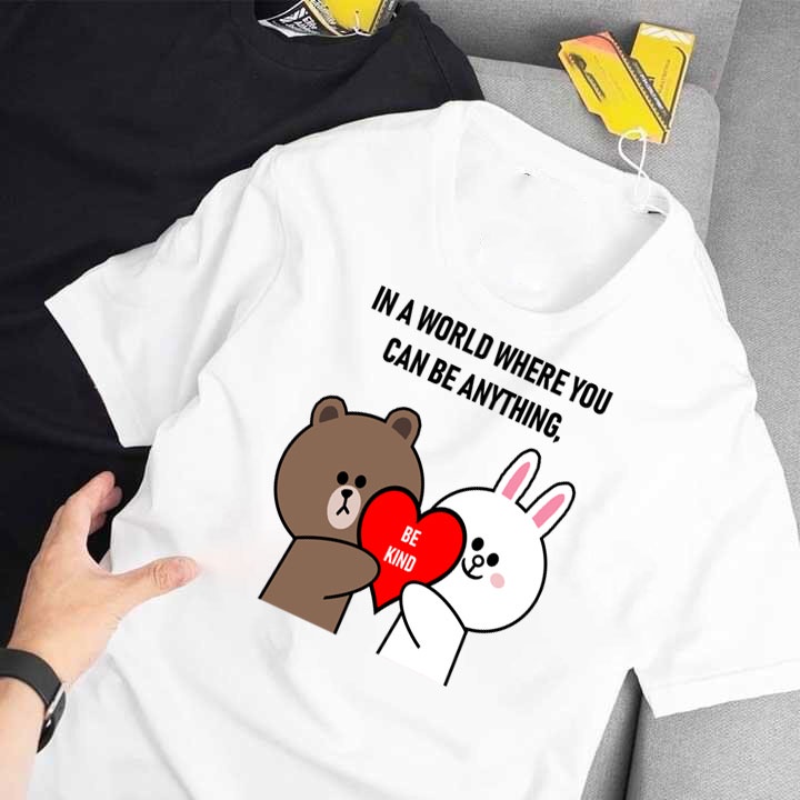 Áo thun phong có hình thỏ cony và gấu brown chất dễ thương mẫu mới nhẩt vừa ra mắt - o170