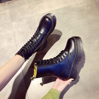 Boots giày dr martins da màu trắng đen cao cấp