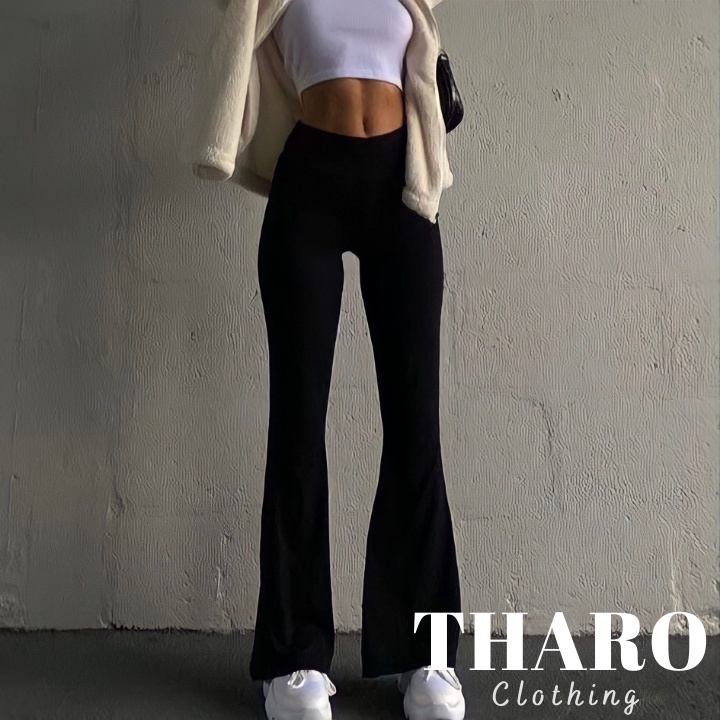 Quần Legging Nữ Dáng Dài Ống Loe, Cạp Cao Co Dãn - Tharo Clothing