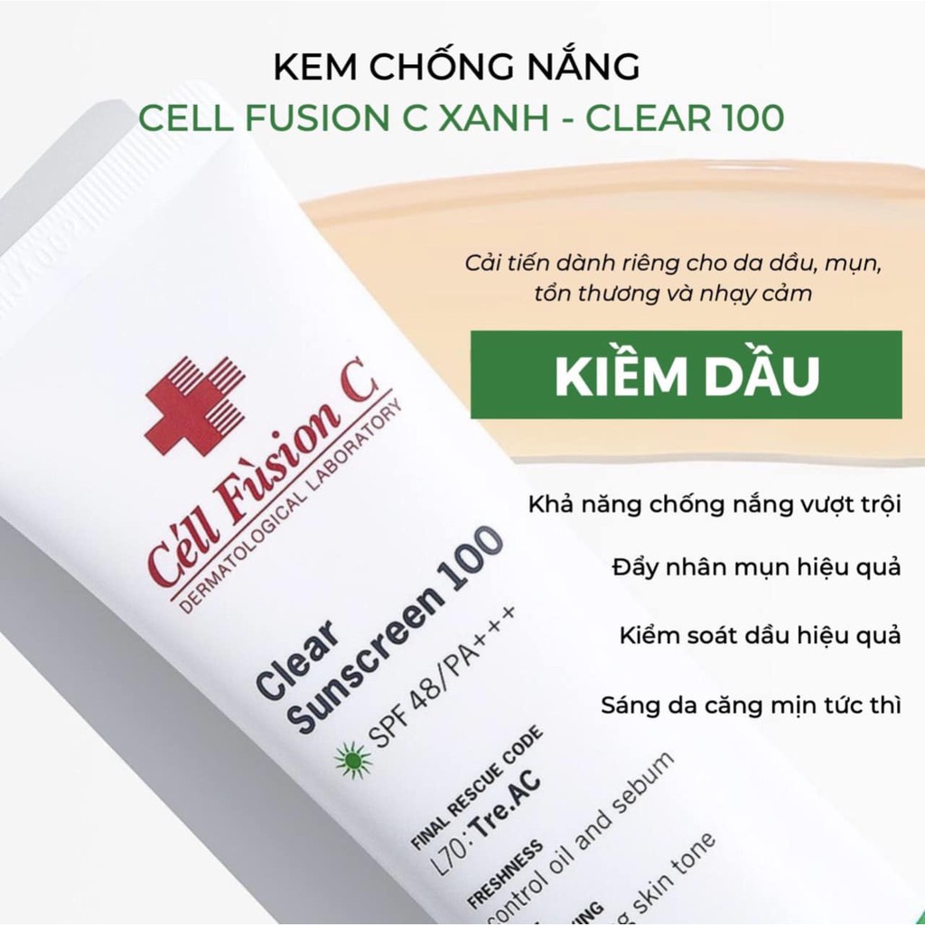 Kem chống nắng da dầu CELL FUSHION C 50ml + 10ml