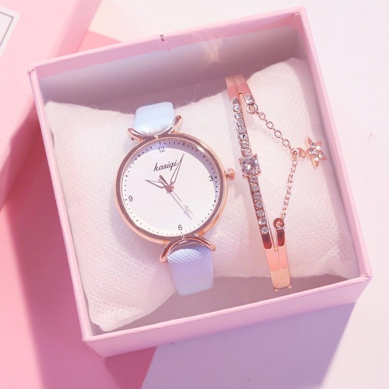 Đồng Hồ Quartz Nữ Mặt Đính Hột Xoàn Dây Da