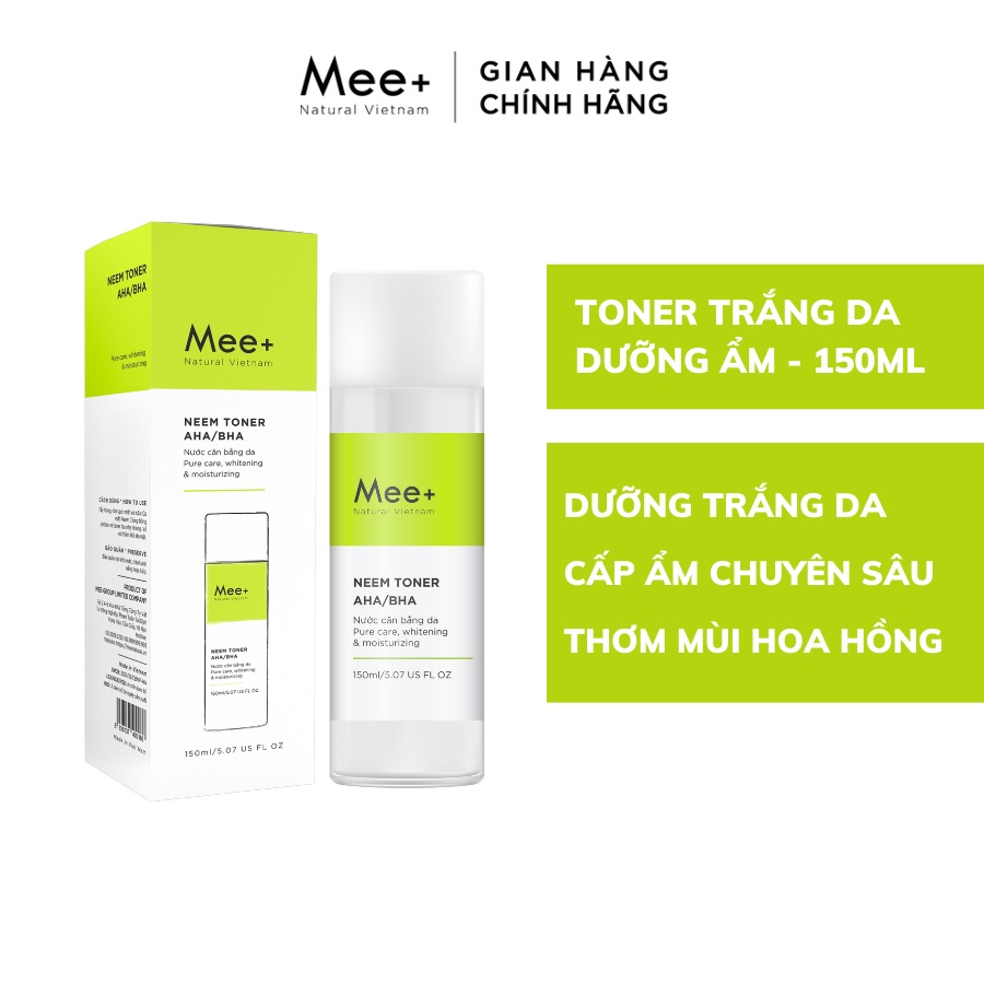 Toner da dầu mụn MEE NATURAL, nước hoa hồng dưỡng ẩm, làm trắng da Neem Toner AHA/BHA 150ml