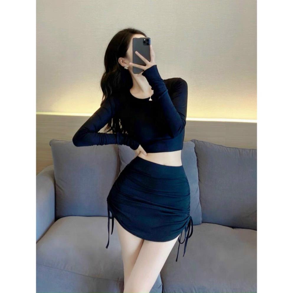 Set đồ nữ cá tính, set croptop chân váy rút form chuẩn mặc tôn dáng style sexy chất thun co giãn thoải mái hàng cao cấp | BigBuy360 - bigbuy360.vn