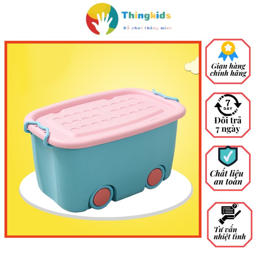 Thùng nhựa có nắp, bánh xe đựng đồ dùng, đồ choi cho bé cho mẹ - Thingkids