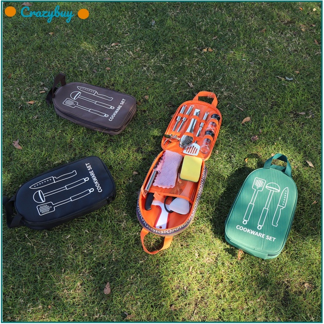 Cr Túi Đựng Dụng Cụ Ăn Uống Bằng Polyester Có Thể Gấp Gọn Tiện Dụng Khi Đi Cắm Trại