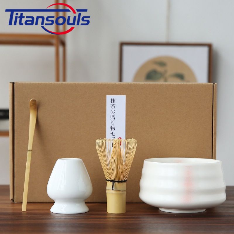Ready✅ 4pcs/set Traditional Matcha Gift Set Bamboo Matcha Whisk Spoon Ceramic Matcha Bowl Whisk Holder Japanese Tea Sets TTS