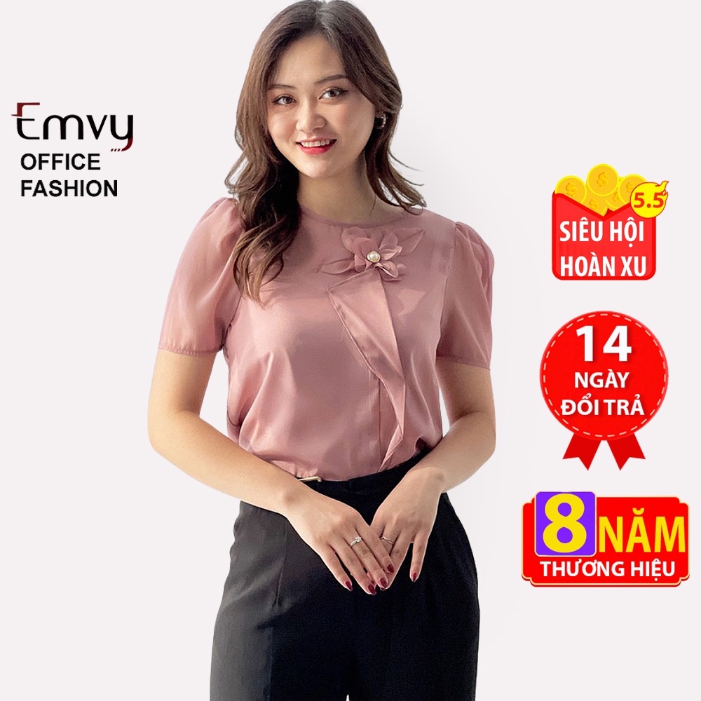 Áo sơ mi nữ công sở thiết kế 2 lớp , chất liệu lụa Hàn Châu cao cấp, phù hợp giáo viên , văn phòng EMVY H26