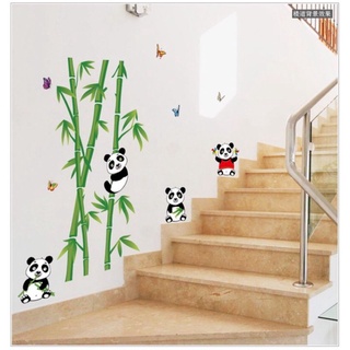 Decal dán tường gấu trúc ôm cây