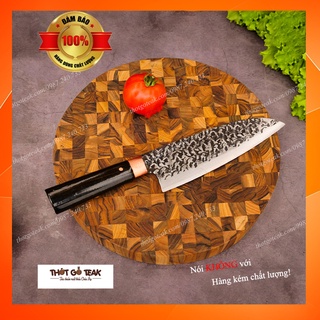 Thớt gỗ teak cao cấp - chặt thái, trang trí - 30x30x3,8cm - tdc04 | htx dao phúc sen