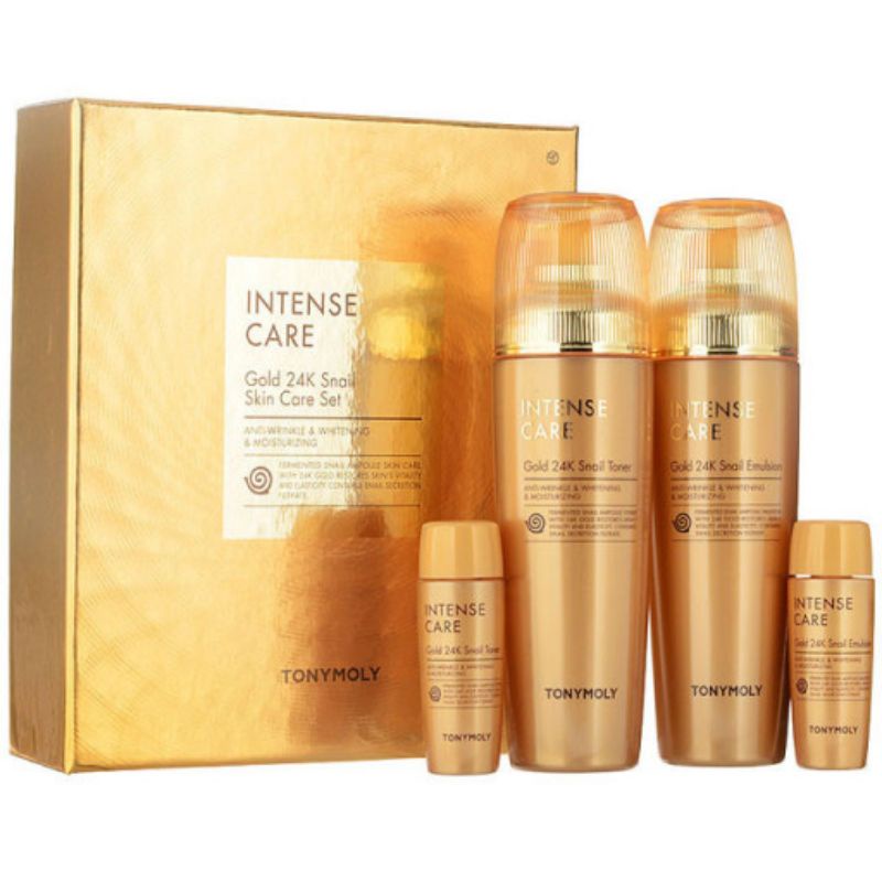 Sét dưỡng da chống lão hóa Tonymoly Intense Care Gold 24K Snail ốc sên vàng Hàn Quốc