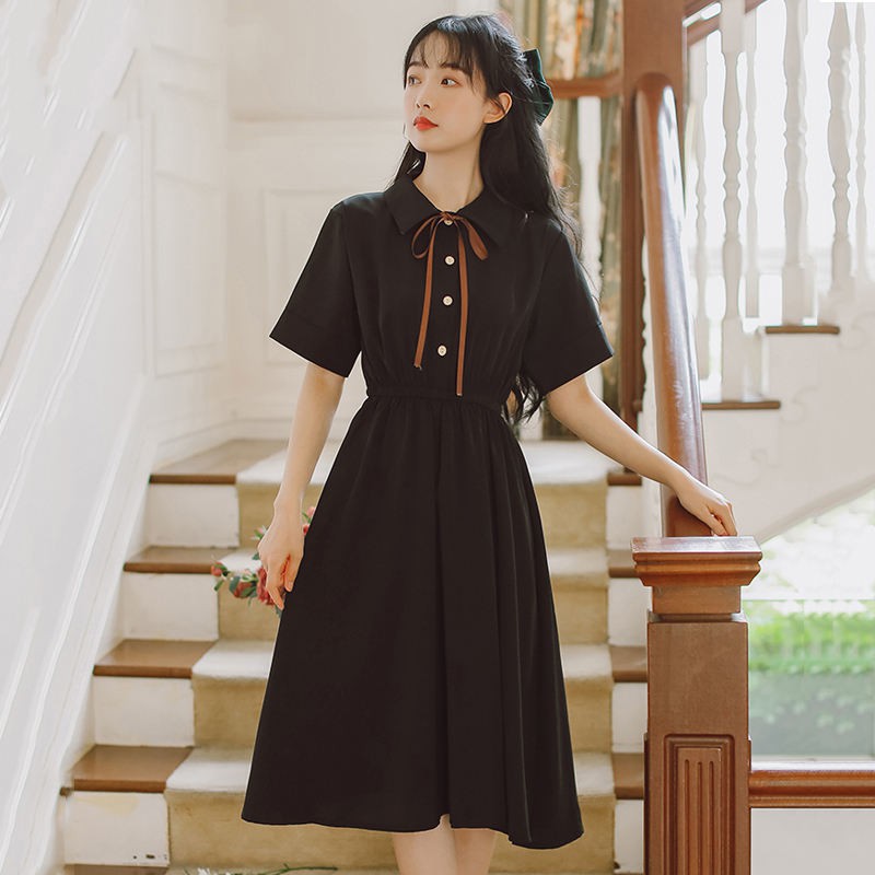 ⭐0412⭐New summer fashion Korean style bow tie short-sleeved dress
