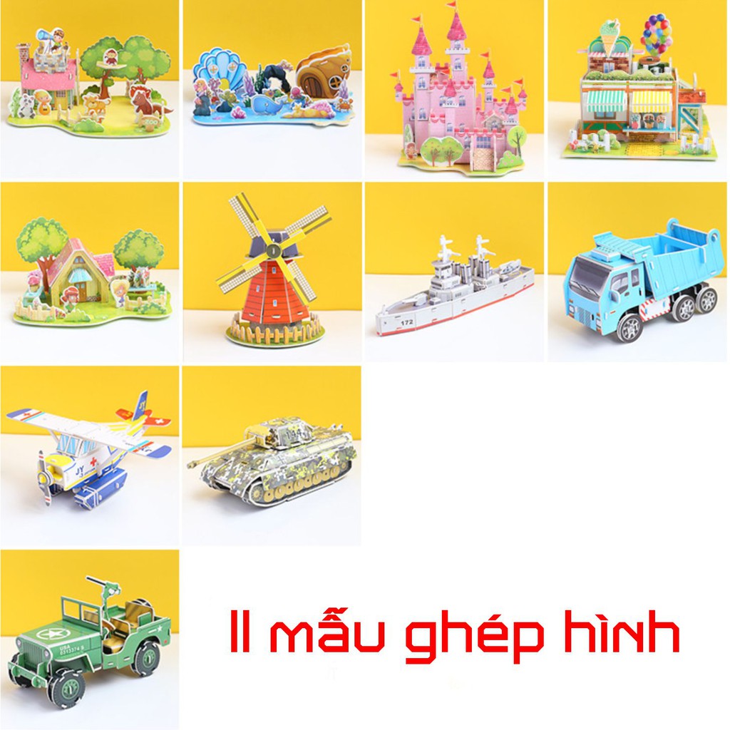 [ĐỒ CHƠI THÔNG MINH] Bộ ghép hình 3D cho bé - Mô hình lắp ghép 3D luyện kỹ năng cho trẻ