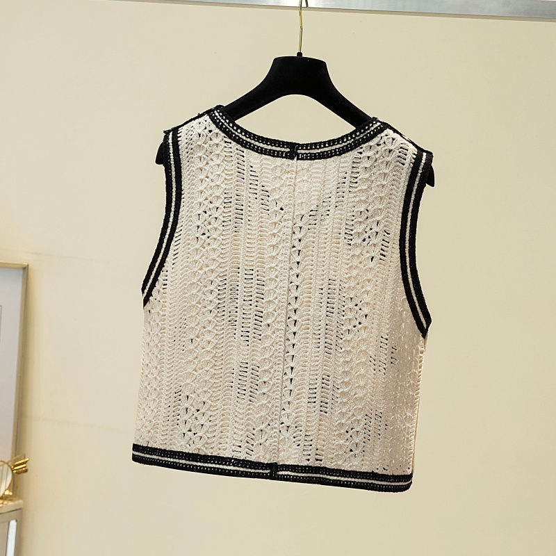 Áo Dệt Kim Thêu Họa Tiết Xinh Xắn Thời Trang 164152 Áo Sweater Không Tay Phong Cách Retro Cá Tính