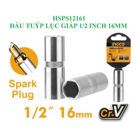 ĐỒ NGHỀ INGCO Đầu tuýp mở bugi 1/2" 16mm HSPS12161