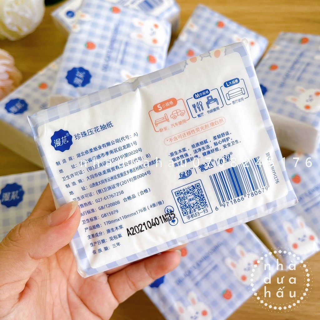 Một gói giấy ăn/ khăn giấy làm từ bột tre hình thỏ cute thân thiện môi trường