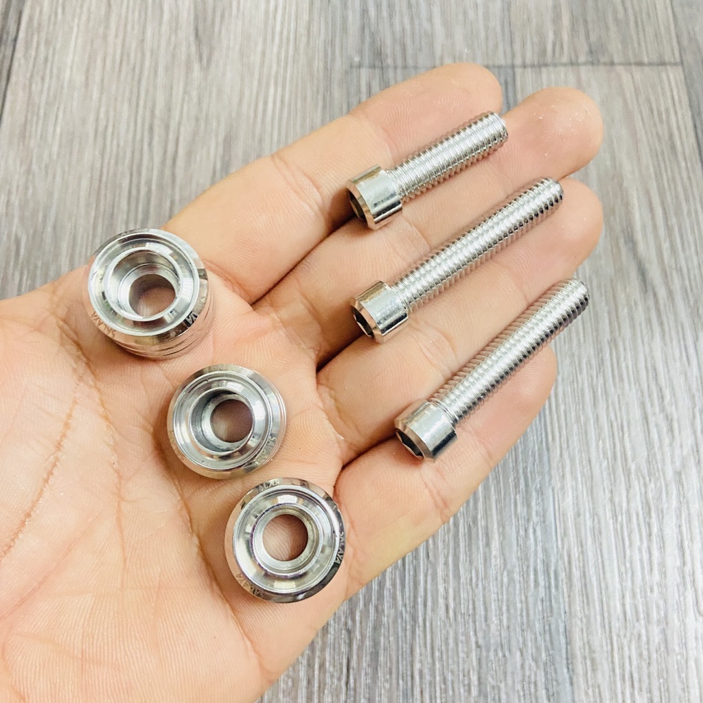 (Tân trang xe máy) Trọn bộ 03 ốc SALAYA thái xoắn gắn khâu cảng sau xe SH các đời, ốc kiểu tay dắt sau xe SH các đời